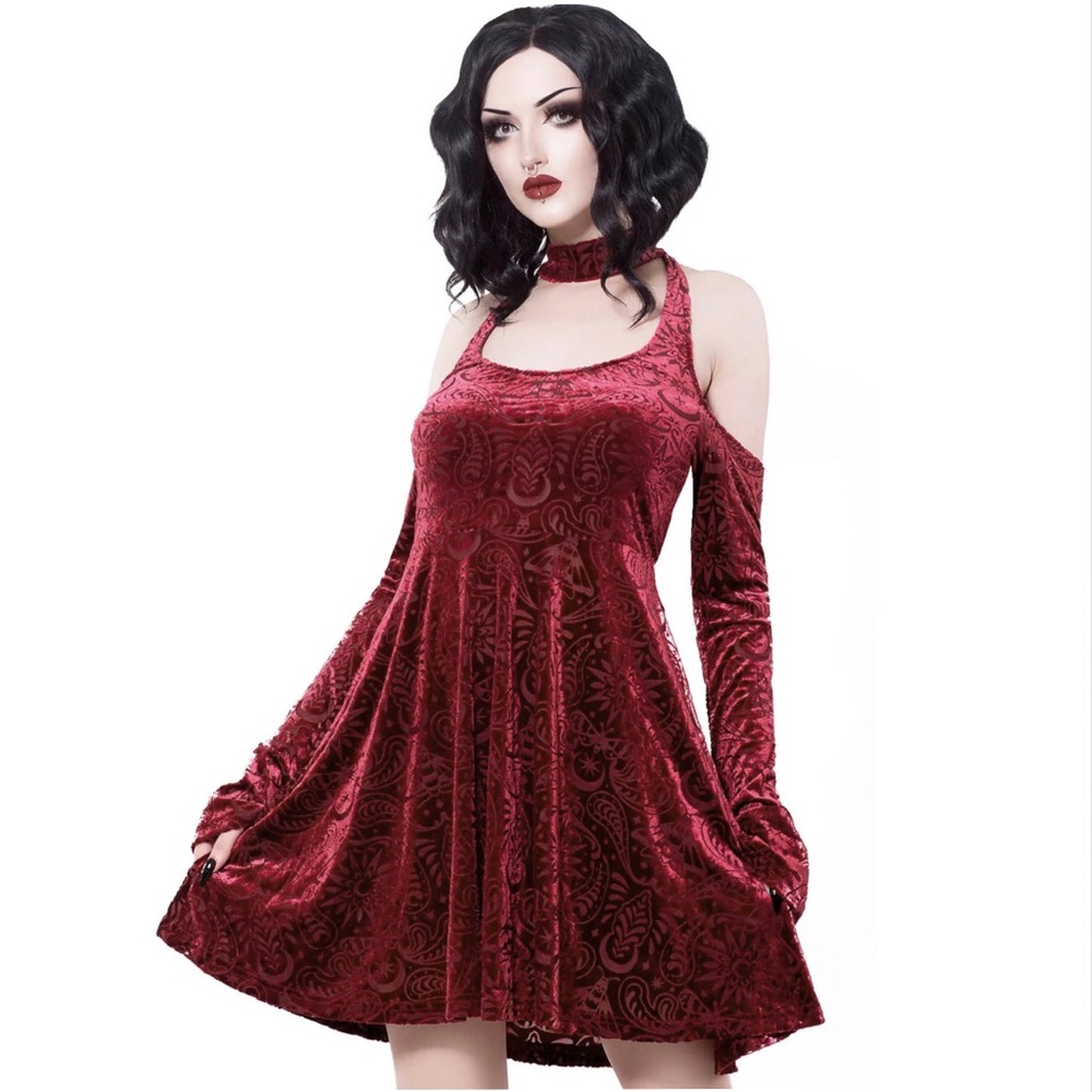 KILLSTAR burnout vela dress in wine [WITH TAGS]